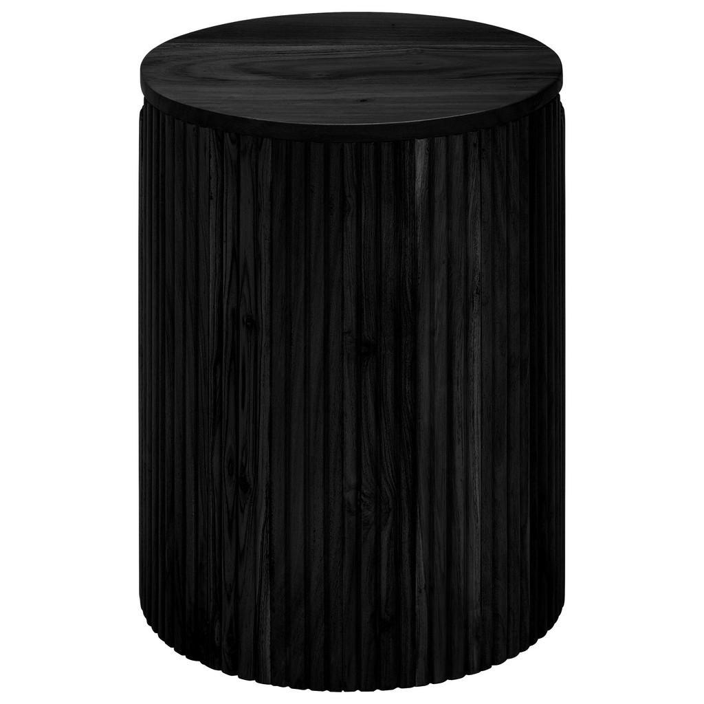 Livetastic Beistelltisch, Schwarz, Holz, Akazie, Holz, rund, 40x50x40 cm, Stauraum, Wohnzimmer, Wohnzimmertische, Beistelltische