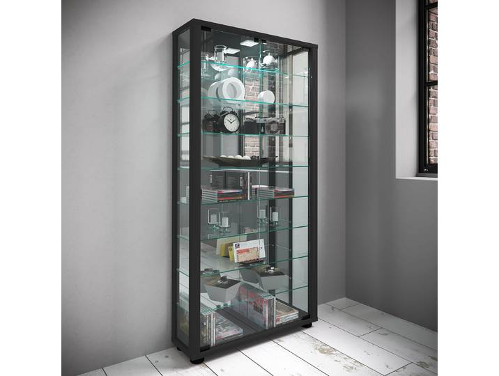 Buffet Lumo Maxi avec miroir 59 x 115 x 18cm Avec éclairage Noir/Noir