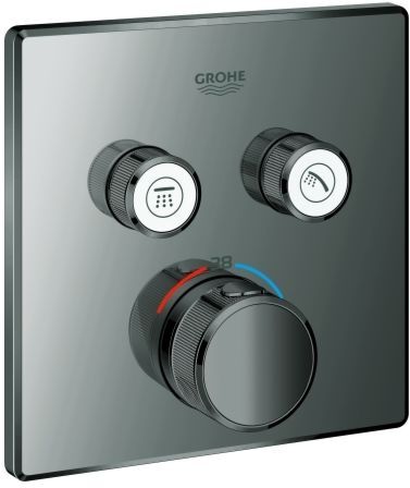 Grohe Grohtherm Smartcontrol Fertigmontageset 29124A00 hard graphite, eckig, UP-Thermostat, 2 Absperrventile