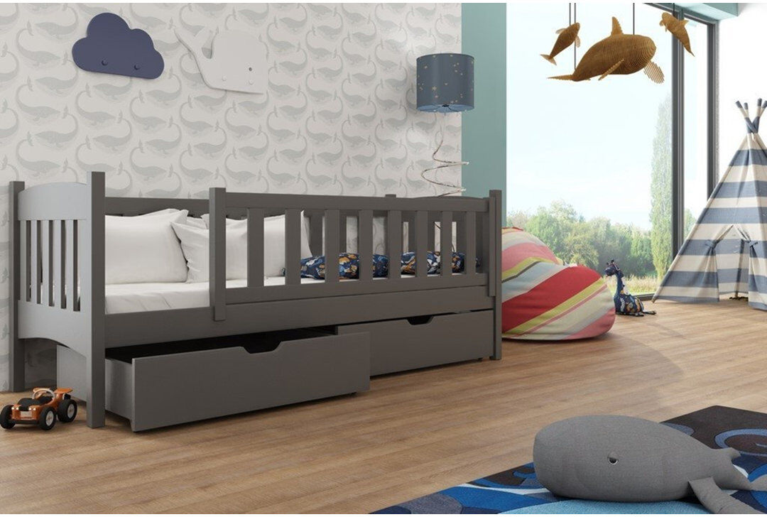 Mack + Milo Juana Single (3') 2 Drawer Bed Frames Graphite UK Single - DE 90 x 190 cm