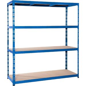 pro-bau-tec Weitspannregal 10239, 4 Holzböden, 350kg Fachlast, blau, (B/H/T) 160 x 180 x 60cm