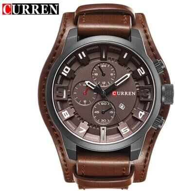 Youfap Market Luxury Leather Strap Mens Watch Quartz Waterproof Casual Sports Wristwatch black Brown