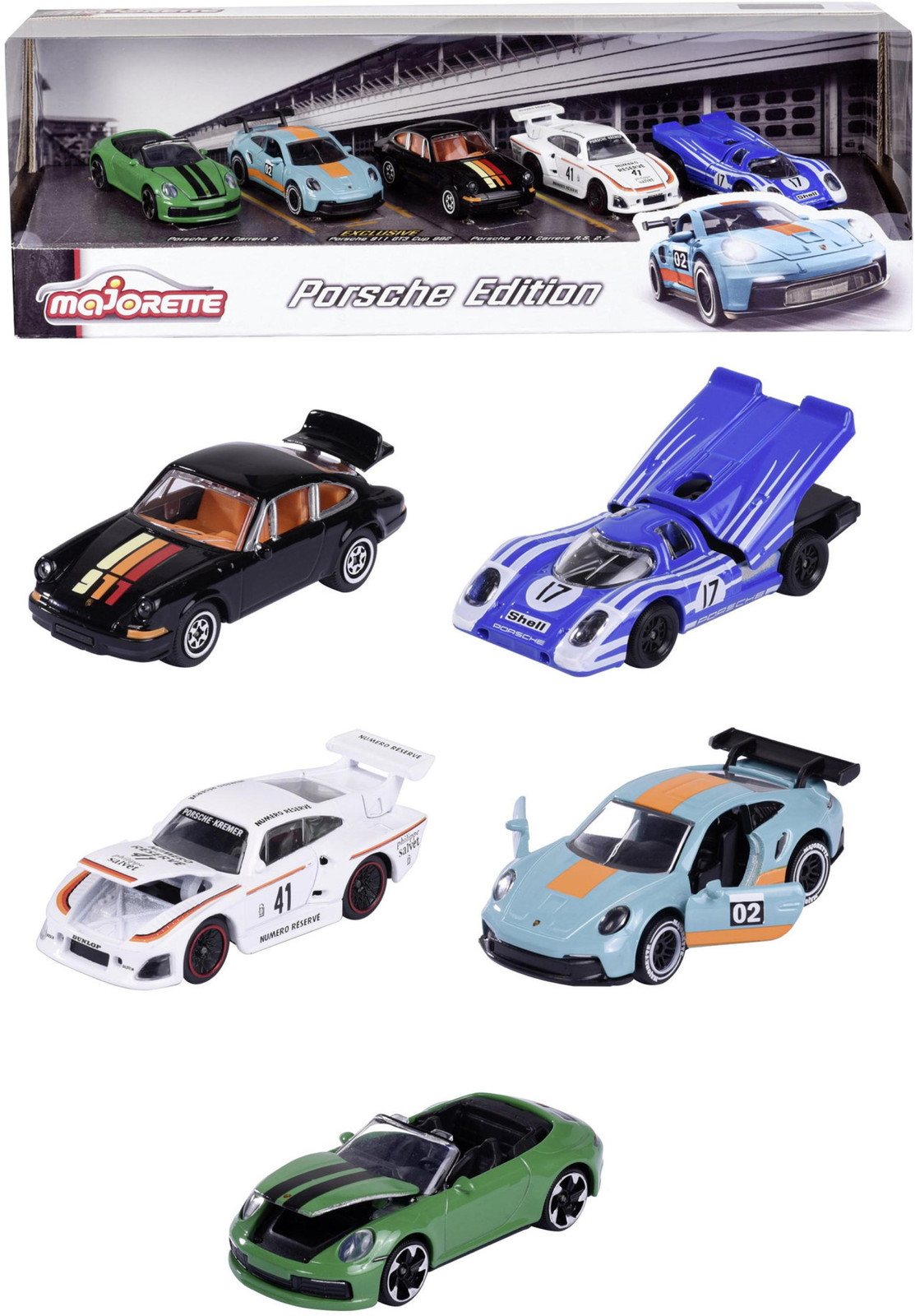 Majorette Porsche Motorsport Giftpack met 5 voertuigen