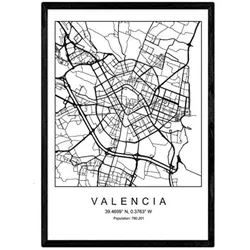 POSTER Valencia Nordic-Stil A3 Schwarzer Rahmen