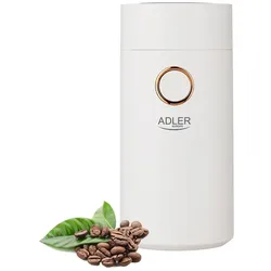 Adler AD 4446wg Elektrische Kaffeemühle Weiß-Gold aus Edelstahl 150 W Gewürzmühle Chilimühle