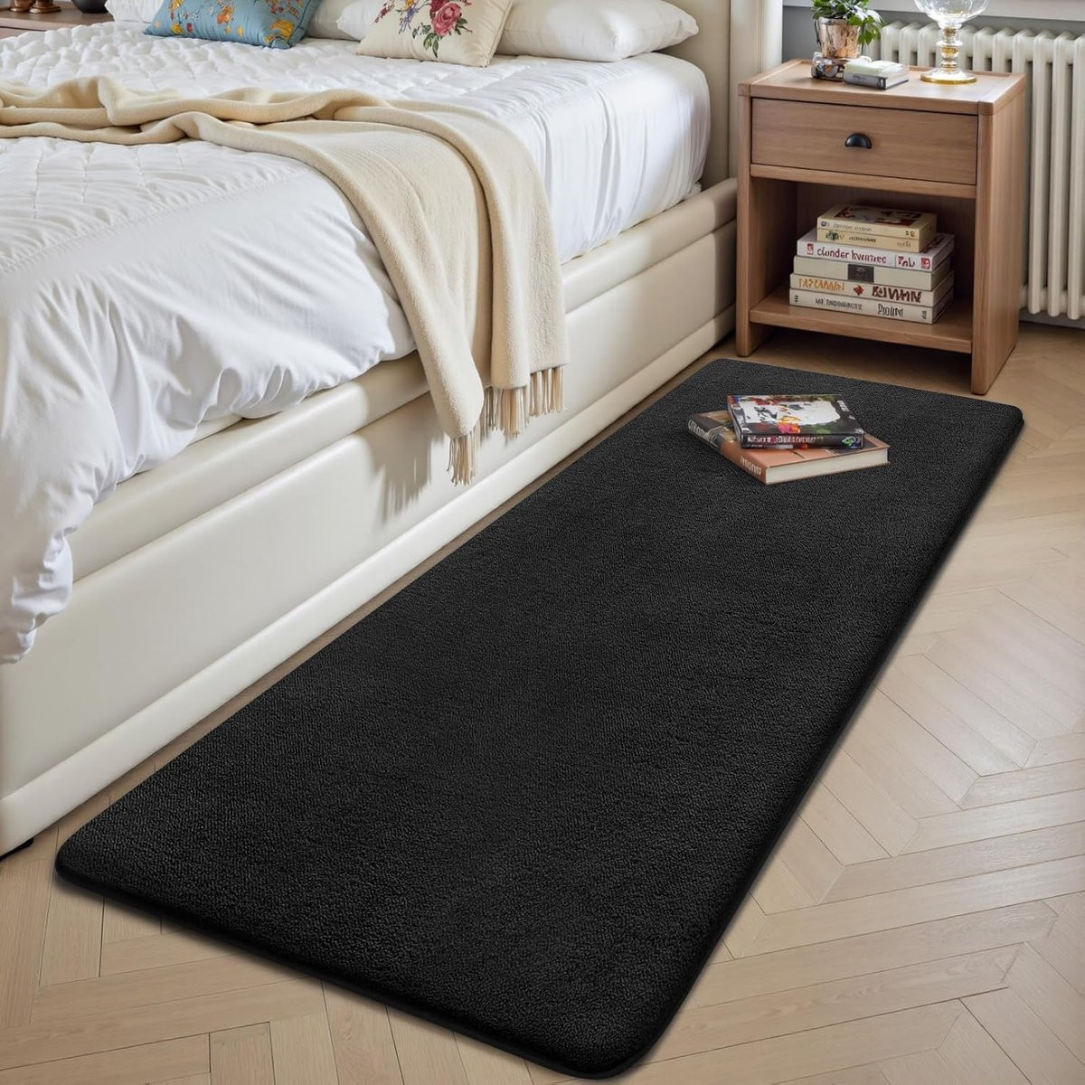 Sour Lemon Modern Vloerkleed Zwart, Kortpolig en Wasbaar, B/D: 80 x 300 cm