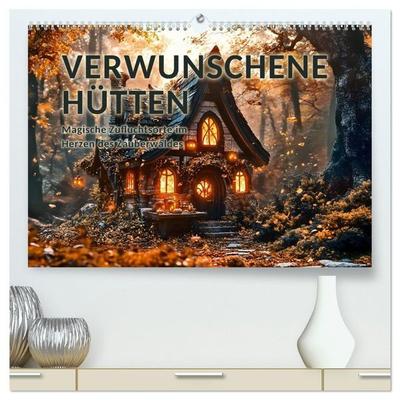 Verwunschene Hütten Kalender – Magische Waldhütten & Hexenhäuser im Zauberwald (hochwertiger Premium Wandkalender 2027 DIN A2 quer), Kunstdruck in