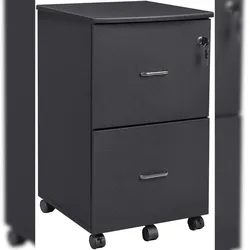 Helloshop26 - Mobiler Bürocontainer mit Schloss 2 Schubladen Rollenarretierung verstellbaren Aufhängeschienen 72 cm schwarzer 12_0000354