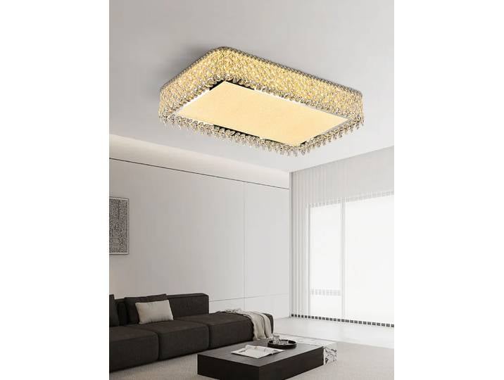 Miroir de luxe en acier inoxydable cristal plafonnier rectangulaire salon décor plafond lustre Led chambre moderne Lamparas