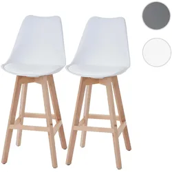 2er-Set Barhocker Malmö T501, Retro Design ~ weiß, Sitzfläche Kunstleder weiß, helle Beine