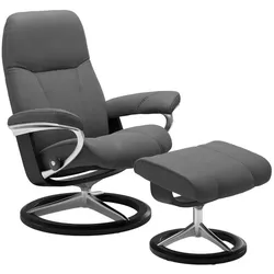 Stressless Sessel mit Hocker Consul Signature Leder Grau Batick Grey M (Medium)