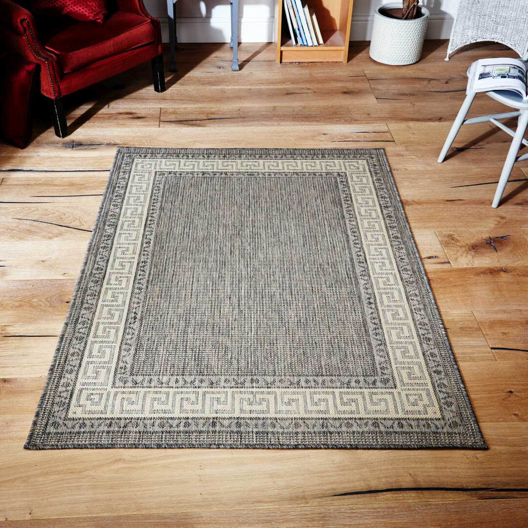 Lark Manor Gel Greek Key Steel Green Rectangle 120 x 160 cm