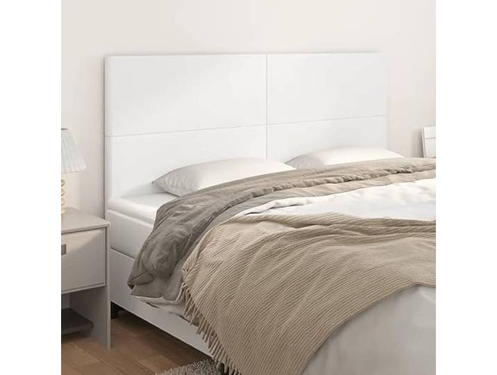KTHLBRH Klassisches Kopfteil aus Kunstleder, 4 Stück, weiß, mit elegantem Design und verstellbarer Höhe, langlebiges Material und leicht zu reinigen, bequeme Rückenunterstützung