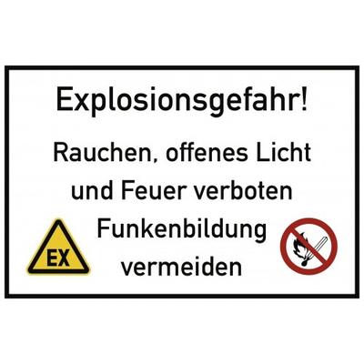 Explosionsgefahr! Rauchen, offenes Licht und Feuer ..., Folie, 300x200 mm