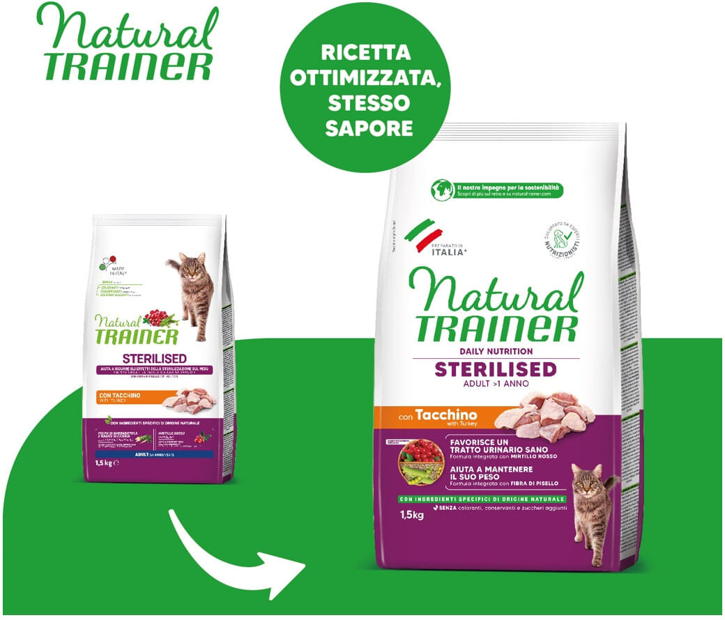Natural Trainer Gatto Sterilised Tacchino 1.5KG