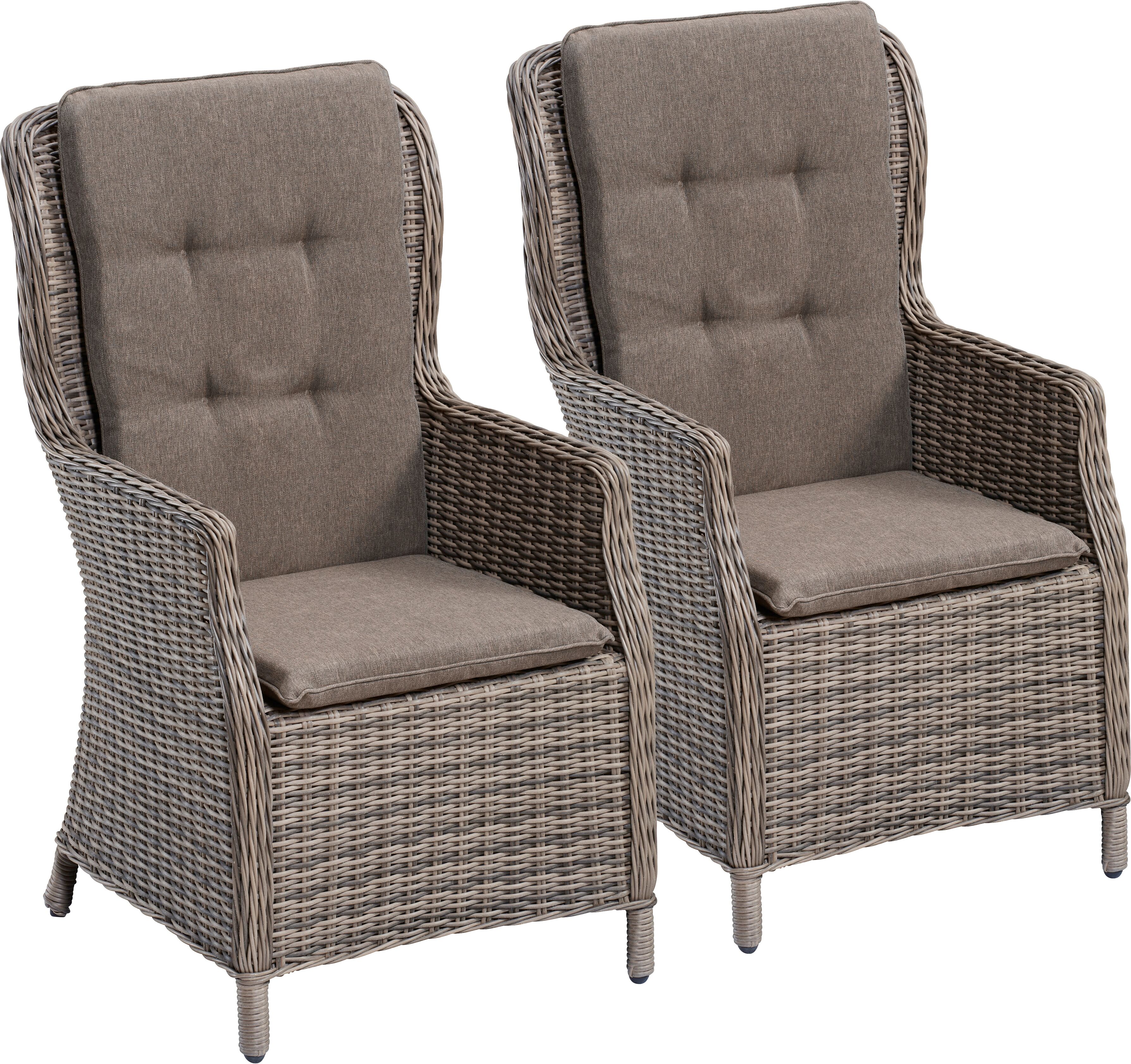 Gartenstuhl MERXX "Riviera", beige (natur), B:59cm H:106cm T:70cm, Rattan, Stühle, Gartenstuhl, 2er Set, Polyrattan, Stahl