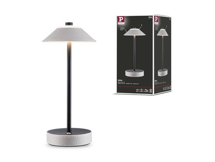 Paulmann lamp à poser mobile Pellini LED White dim 3W USBC Beige Cuir PU Métal 71174