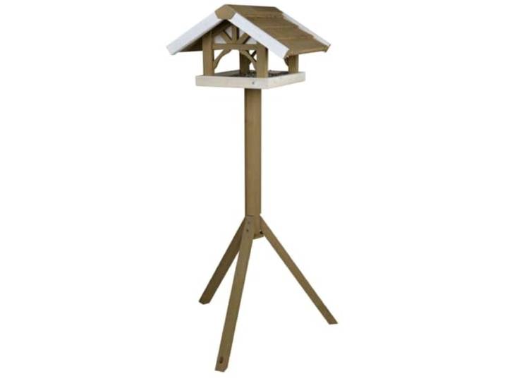 Trixie 55802 natura Futterhaus mit Ständer, 45 × 28 × 44 cm/1,25 m, grau/weiß