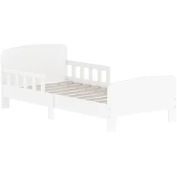 KINDERBETT, Kleinkindbett mit Rausfallschutz, Lattenrost, 143,5 x 74,2 cm Weiß