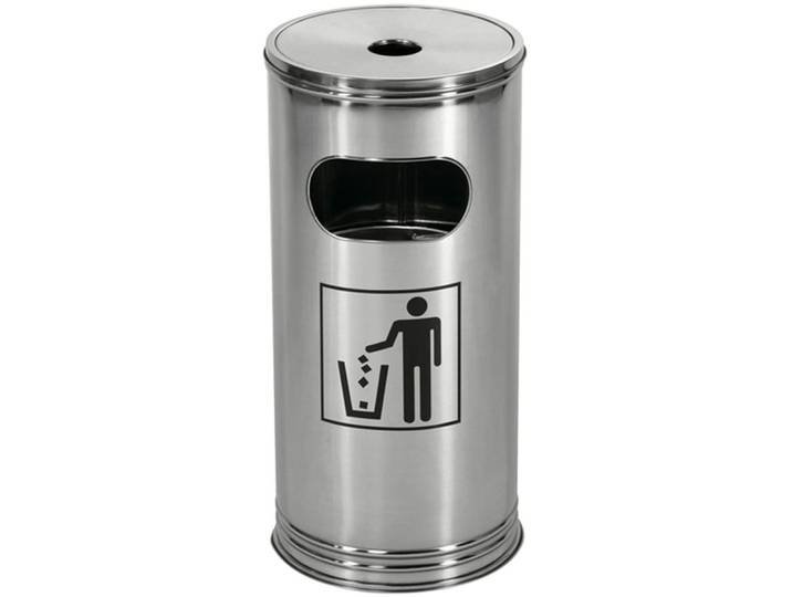 Aschenbecher WESCO Standascher 15 L , silber (edelstahl), B:30cm H:61,5cm T:30cm Ø:30cm, Edelstahl, Mülleimer, Aschenbecher, mit Einsatz und Einwurfschlitz, wetterfest