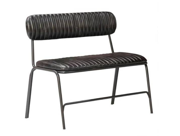 GGMMÖBEL GINO Esszimmerbank mit Rückenlehne Sitzbank Esszimmer Küchenbank Sitzbank mit Lehne Retro-Stil Schwarz Leder Sitzhöhe: 45cm