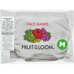 Fruit of the Loom – 5er Multipack Mund-Nasen-Masken Maske Größe S / M Herren Damen Kinder, weiß