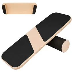 Relaxdays Eckiges Balance Board aus Holz mit Rolle Hellbraun,Schwarz