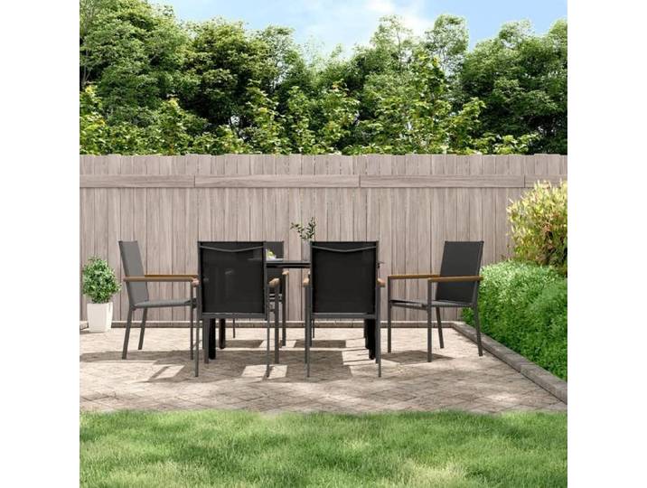 Lot de 6 Chaises de Jardin Sièges de Terrasse Chaises de Balcon Meubles de Patio Jardinage Extérieur Noir 3187086