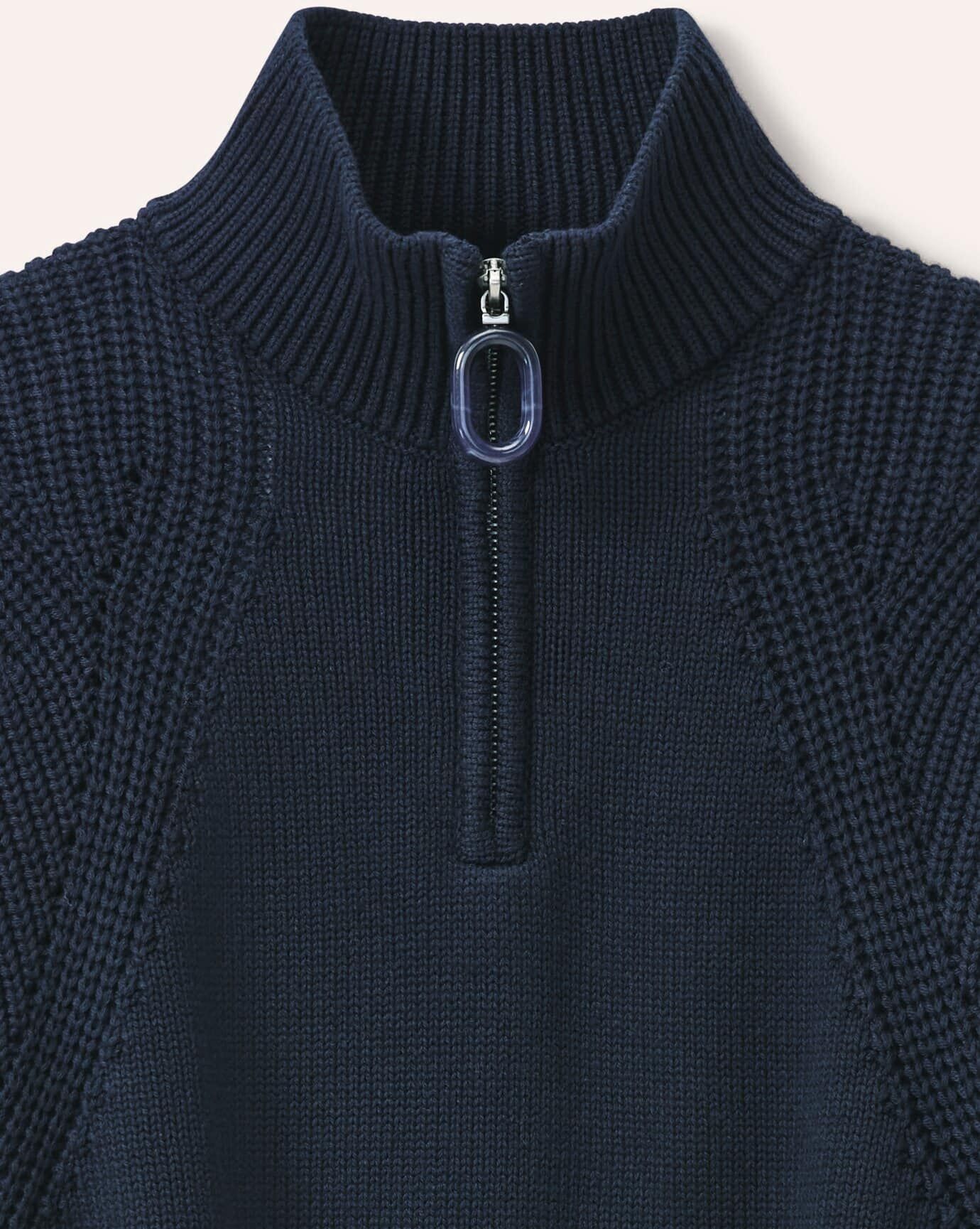 Walbusch Pullover mit Troyerkragen, normale Größen, Farbe Blau, 38, Baumwolle & Merinowolle spannende Struktur Damen
