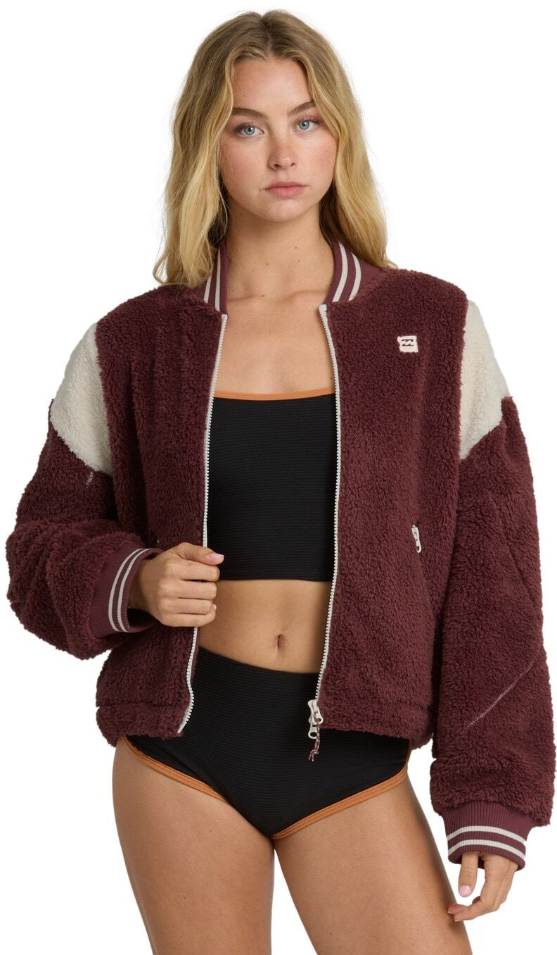 Fleecejacke BILLABONG "Batter", Damen, Gr. XS, braun (warm lila), Obermaterial: 100% Polyester., Jacken Fleecejacke