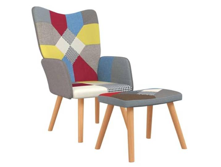 vidaXL Relaxsessel mit Hocker Sessel Stuhl Fernsehsessel Armsessel Relaxstuhl Polstersessel Ohrensessel Polsterstuhl Wohnzimmerstuhl Patchwork Stoff