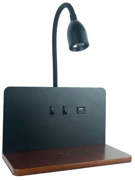 Friendly Fresh Finds Modern LED Wall Lamp With USB & Wireless Charging, Rotatable Bedside Light black