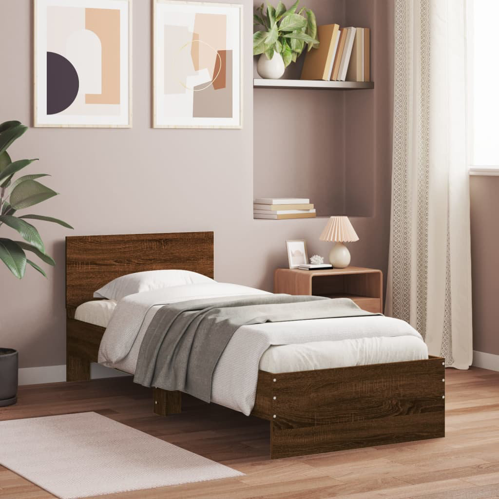 vidaXL Bed Frame Brown Oak European Single (90 x 200 cm)