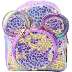 Kinderrucksack mit Pailletten Mausohren Lila 22cm 3L