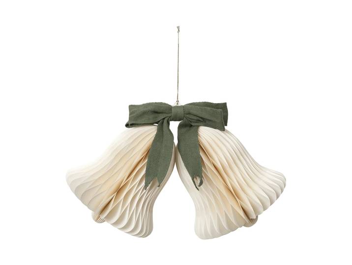Broste Copenhagen Cloche carillon suspension de Noël Off White-Grape Leaf Green