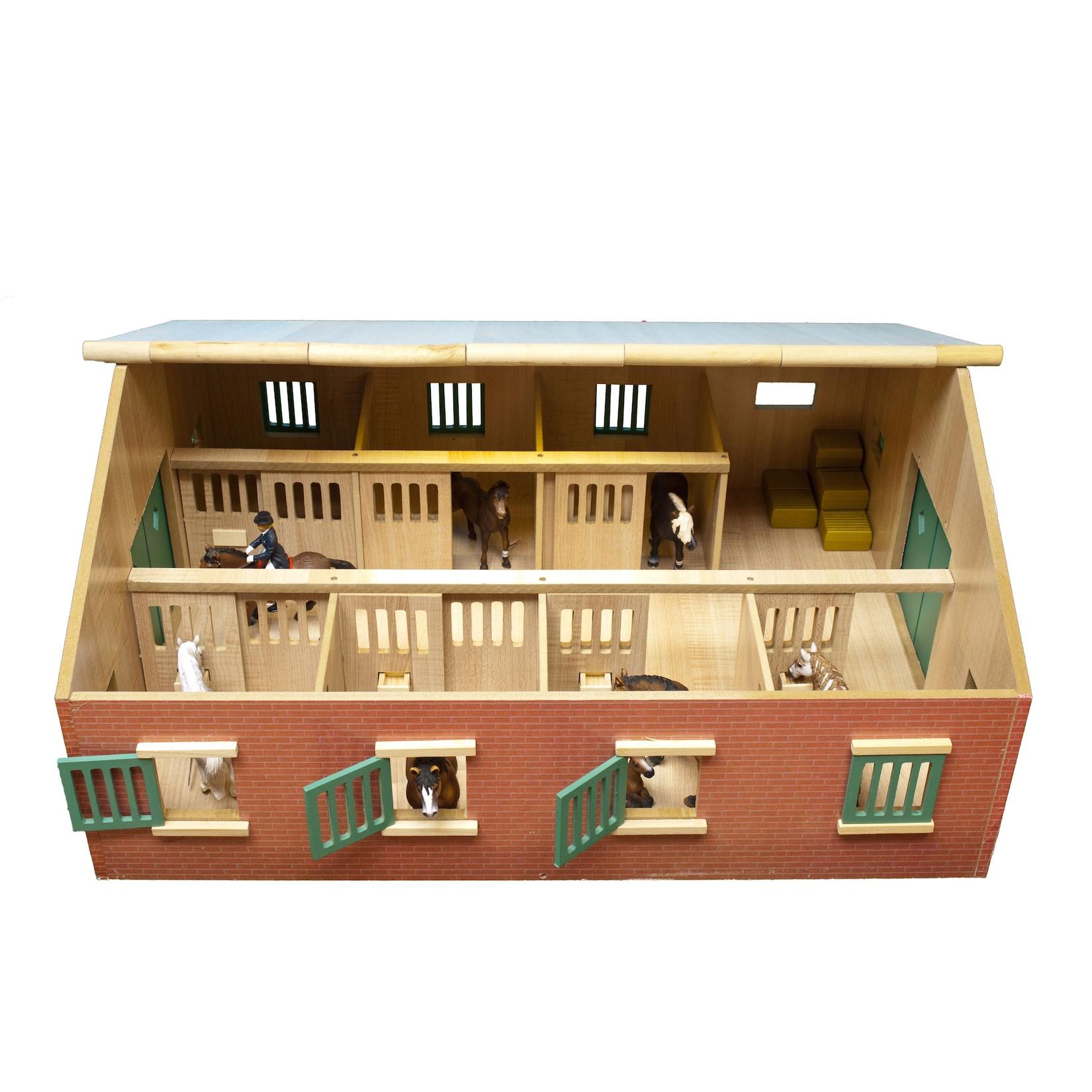 Kids Globe Bauernhof Pferdestall, Ma¤stab 1:24, Holz, Reiterhof mit Faltdach