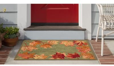 Lush Decor Ravella Falling Leaves Border Indoor/Outdoor Rug