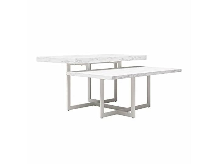 Dorel Home Furnishings Brielle Couchtisch Weißer Marmor-Look, 90 x 52 x 46 cm, Wohnzimmertisch mit 2 Ebenen, moderner Couchtisch aus MDF und Metall für Wohnzimmer und Lounge-Bereich