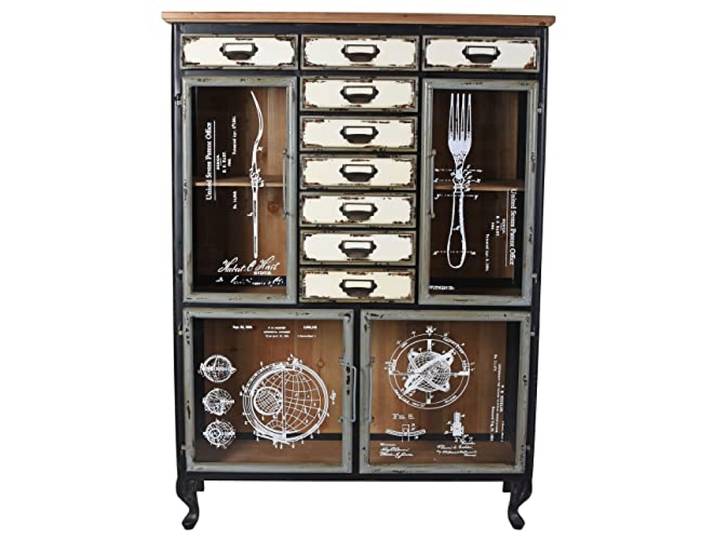 Highboard „Brooklyn LOFT“ – Industrial Kommode 9 Schubladen & 4 Türen Holz & Metall Vintage Küchenschrank montiert lof107 Palazzo Exklusiv