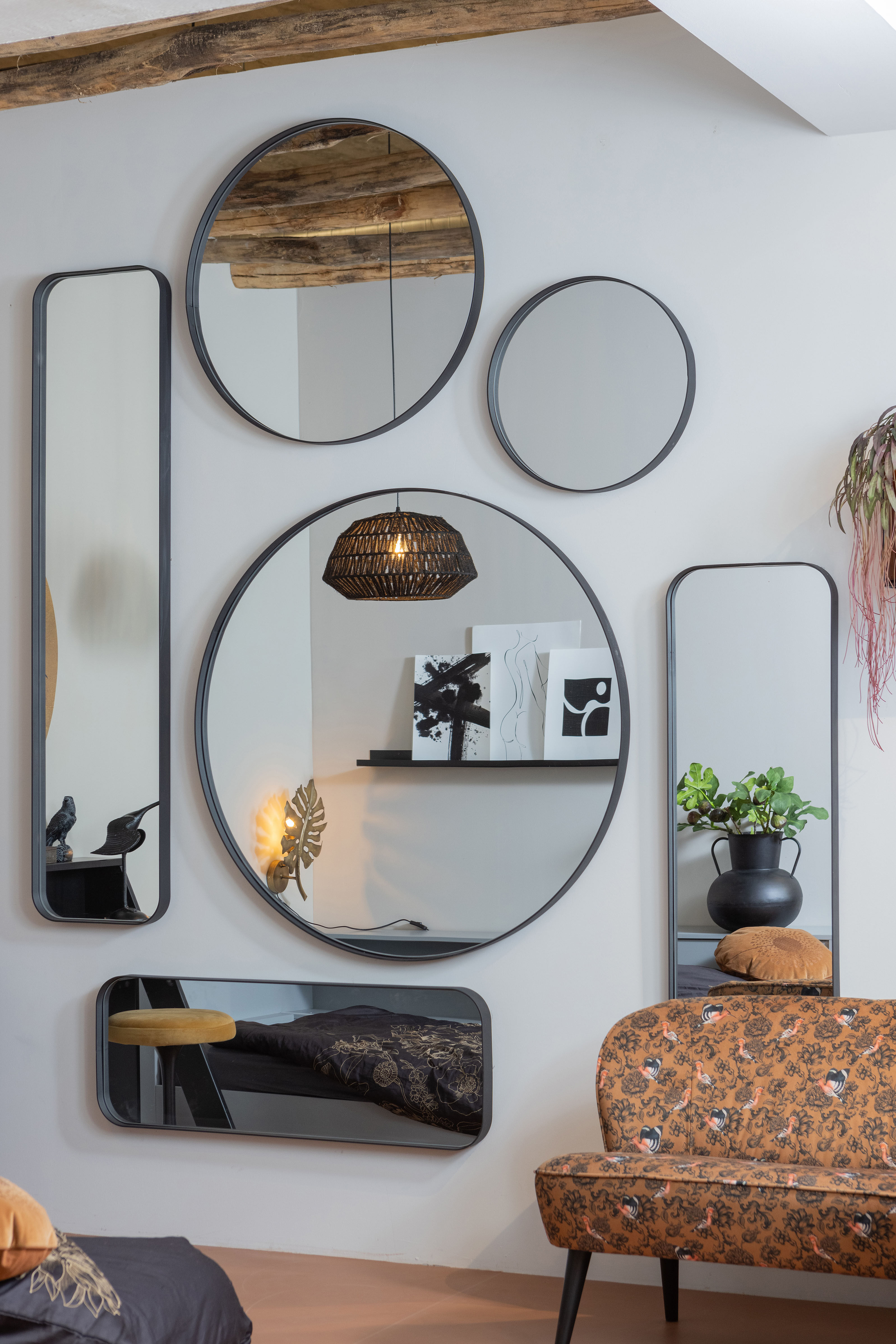 Spiegel WOOOD "Doutzen Metall mit Pulverbeschichtung", schwarz, B:40cm H:170cm T:5cm, glasspiegel, Spiegel, Spiegel, HRP-Stahlrahmen, Europäischer Spiegelglasstandard, Pfleiglicht schwarz B/H/T: 40cm x 170cm x 5cm