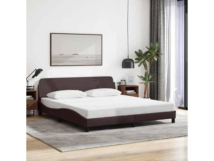 Cadre de lit Dover marron foncé 160x200 cm tissu - Cadre durable - design élégant(9244)