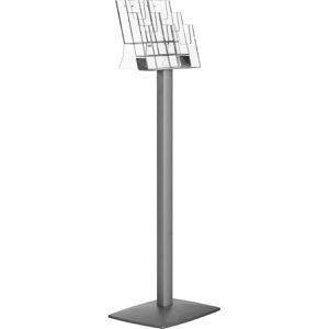 Update-Displays Prospekthalter Pillar, alusilber, Prospektständer, Aluminium, Acryl, 6 x DIN lang