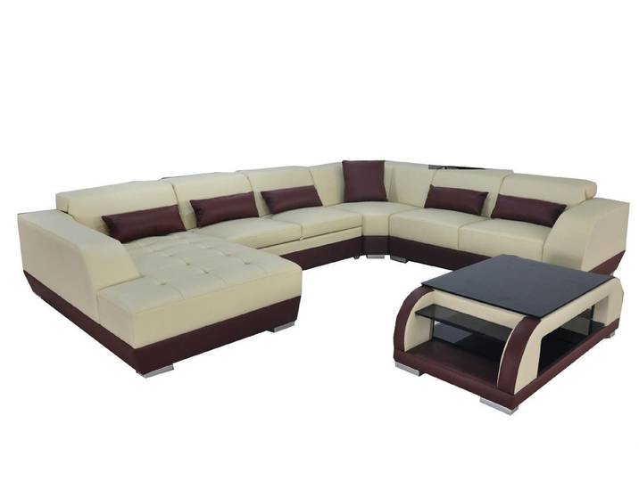 JVmoebel Ecksofa Leder Wohnlandschaft mit Kissen und modernem Design, Made in Europa