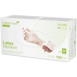 Medi-Inn Latex Premium Einmalhandschuhe, weiß, puderfrei L / 100 Stück