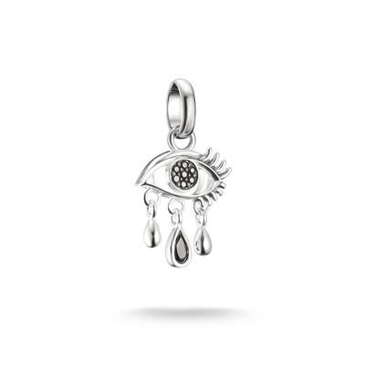 Charm-Einhänger THOMAS SABO "THOMAS SABO Wednesday Tränendes Auge Charm - Connect", silber (silberfarben, schwarz, schwarz), Charms, Damen, Silber 925 (recycelt), mit Zirkonia (synth.)