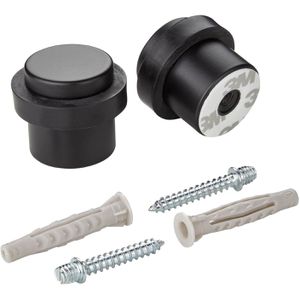 SO-TECH Türstopper 133923, Gummi/Stahl, 2 Stück, für den Boden, zum Schrauben & Kleben, schwarz, 3,2 x 3,6cm