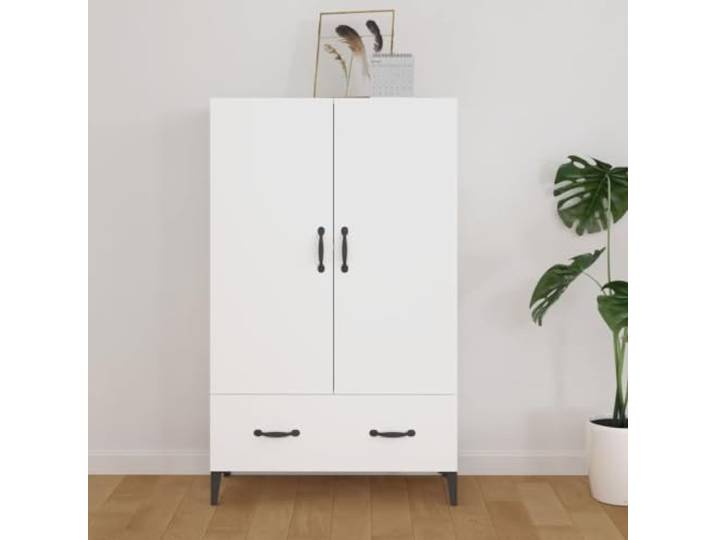HEFZGDB Dekorativer Beistellschrank für die Einrichtung: Modernes Highboard mit Schublade, Zwei Türen und Stauraum als stabiles Highboard mit Wandhalterung in Weiß 70x31x115 cm