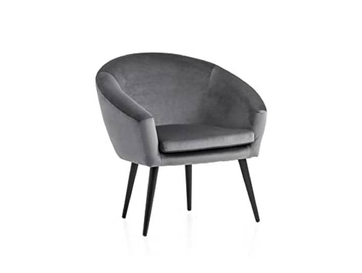 Traumnacht Theo Relaxsessel mit Armlehnen Samt Grau 65x74x81 cm Cocktailsessel bequemer Polstersessel kompakt deutscher Qualitätsstandard