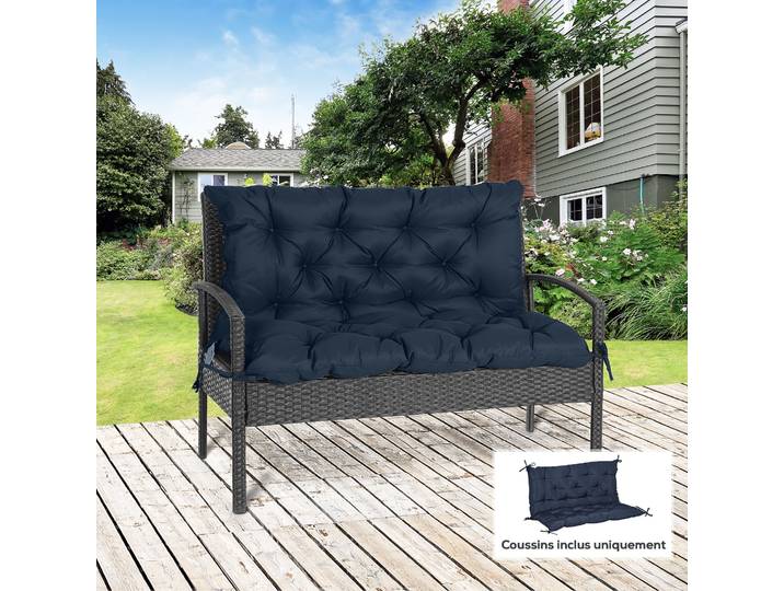 Outsunny Coussin Banc/Canapé 2 Places 100x98x8cm Bleu Foncé