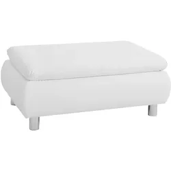 HOCKER Kaye Bezug Kunstleder Metallfuß verchromt / weiß